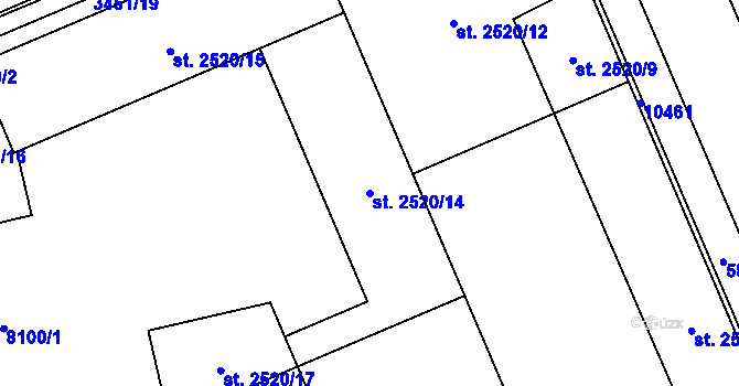Parcela st. 2520/14 v KÚ Hodonín, Katastrální mapa