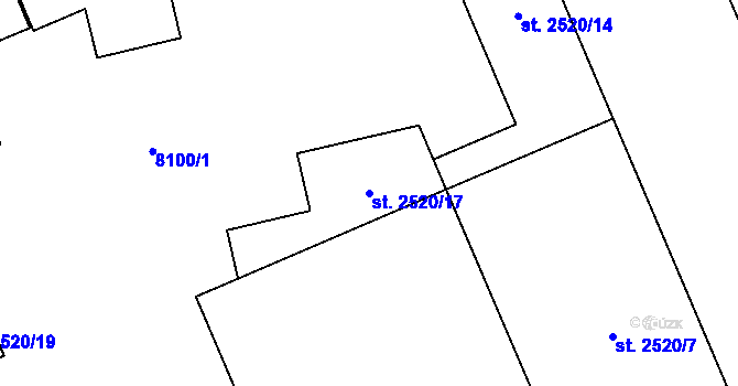 Parcela st. 2520/17 v KÚ Hodonín, Katastrální mapa