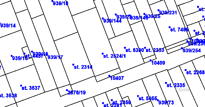 Parcela st. 2524/1 v KÚ Hodonín, Katastrální mapa