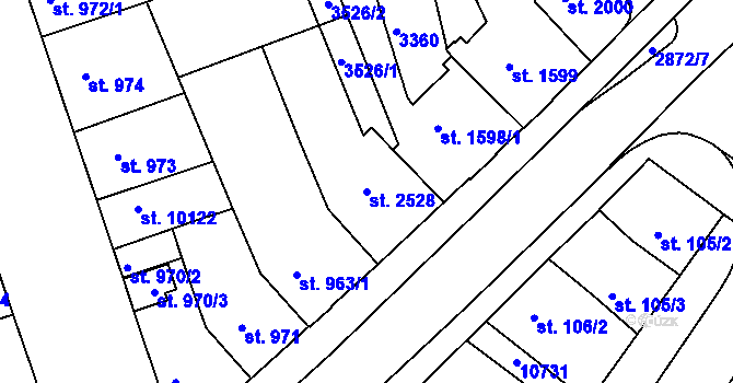 Parcela st. 2528 v KÚ Hodonín, Katastrální mapa