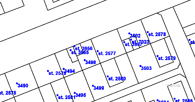 Parcela st. 2577 v KÚ Hodonín, Katastrální mapa