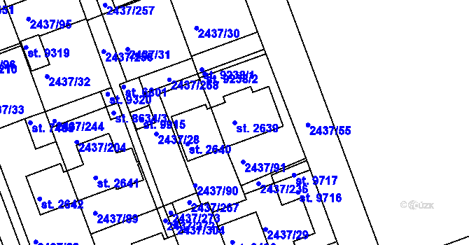 Parcela st. 2639 v KÚ Hodonín, Katastrální mapa
