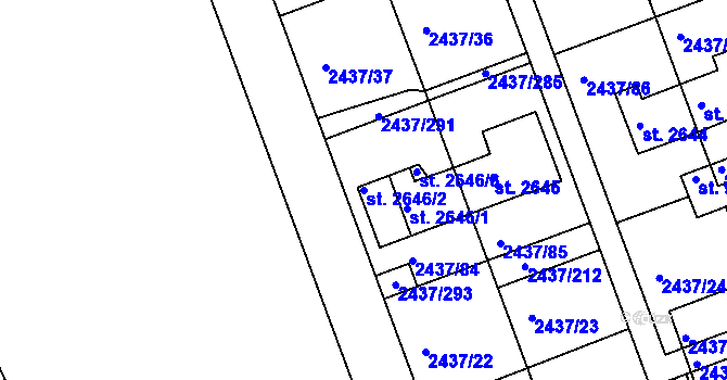 Parcela st. 2646/2 v KÚ Hodonín, Katastrální mapa