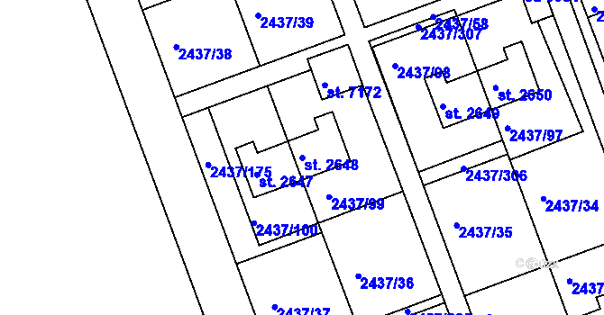 Parcela st. 2648 v KÚ Hodonín, Katastrální mapa