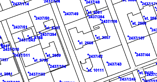 Parcela st. 2658 v KÚ Hodonín, Katastrální mapa