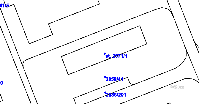 Parcela st. 2671/2 v KÚ Hodonín, Katastrální mapa