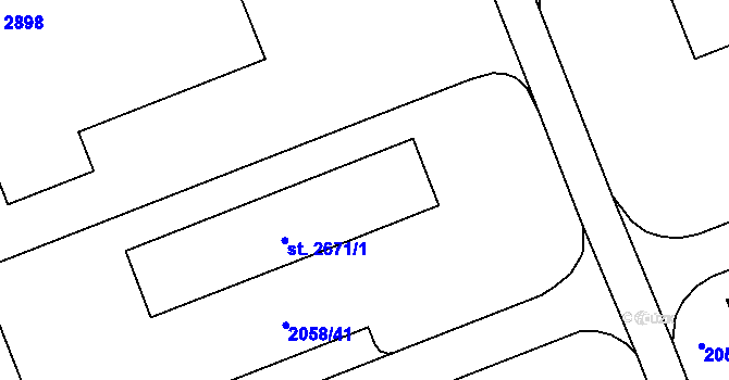 Parcela st. 2671/3 v KÚ Hodonín, Katastrální mapa