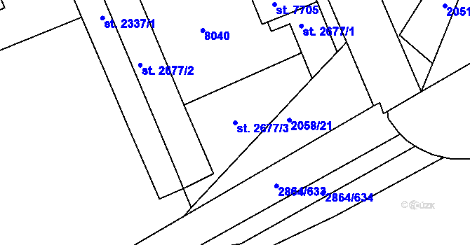 Parcela st. 2677/3 v KÚ Hodonín, Katastrální mapa