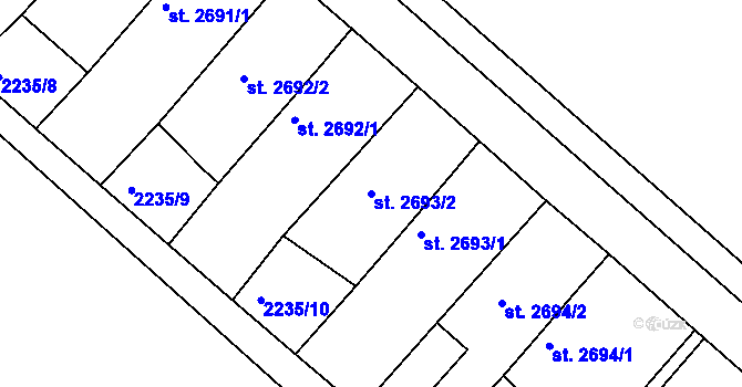 Parcela st. 2693/2 v KÚ Hodonín, Katastrální mapa