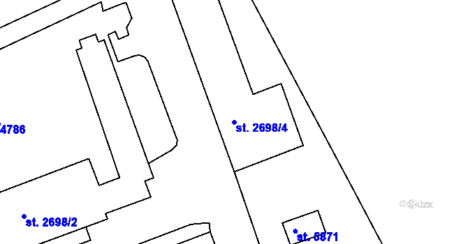 Parcela st. 2698/4 v KÚ Hodonín, Katastrální mapa