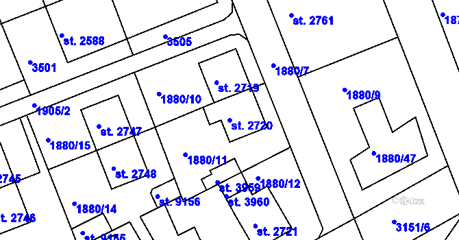 Parcela st. 2720 v KÚ Hodonín, Katastrální mapa