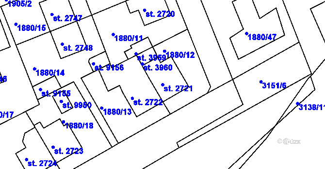 Parcela st. 2721 v KÚ Hodonín, Katastrální mapa