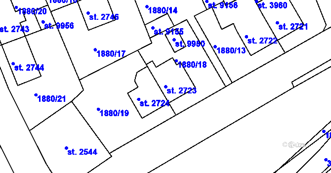 Parcela st. 2723 v KÚ Hodonín, Katastrální mapa