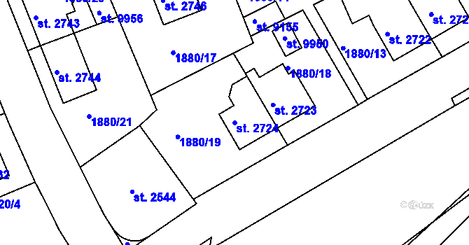 Parcela st. 2724 v KÚ Hodonín, Katastrální mapa