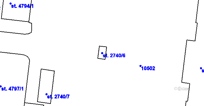 Parcela st. 2740/6 v KÚ Hodonín, Katastrální mapa