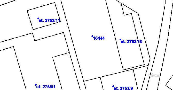 Parcela st. 2753/2 v KÚ Hodonín, Katastrální mapa