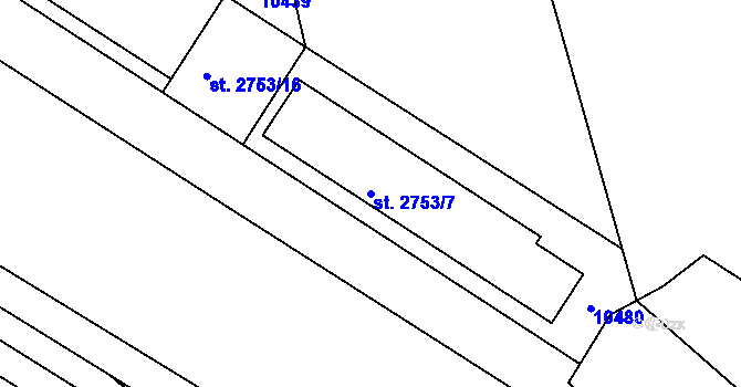 Parcela st. 2753/7 v KÚ Hodonín, Katastrální mapa