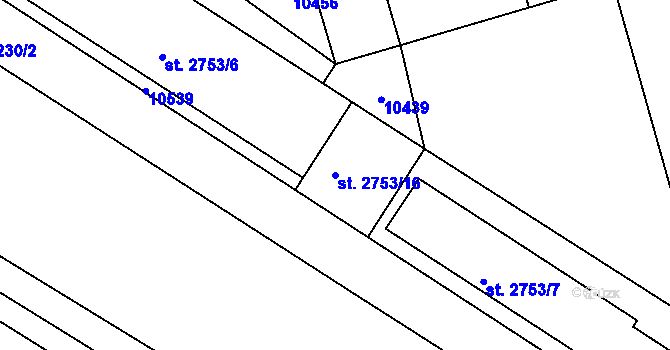 Parcela st. 2753/16 v KÚ Hodonín, Katastrální mapa