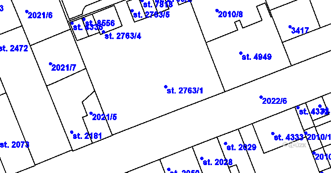 Parcela st. 2763/1 v KÚ Hodonín, Katastrální mapa