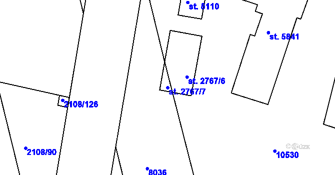 Parcela st. 2767/7 v KÚ Hodonín, Katastrální mapa