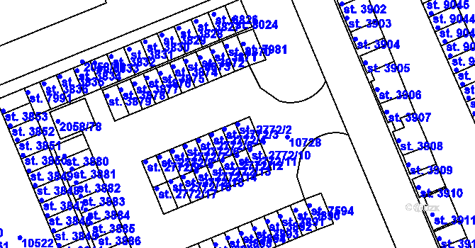 Parcela st. 2772/2 v KÚ Hodonín, Katastrální mapa
