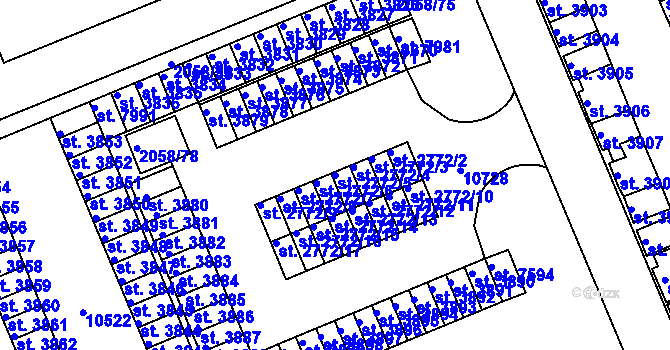 Parcela st. 2772/5 v KÚ Hodonín, Katastrální mapa