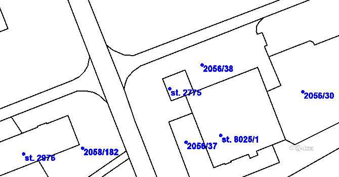 Parcela st. 2775 v KÚ Hodonín, Katastrální mapa