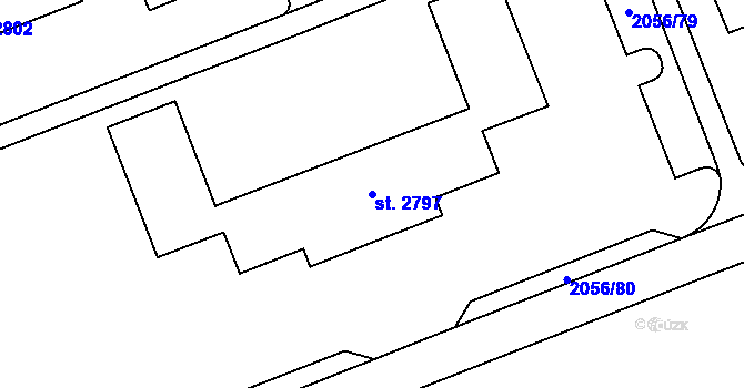 Parcela st. 2797 v KÚ Hodonín, Katastrální mapa