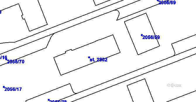 Parcela st. 2801 v KÚ Hodonín, Katastrální mapa