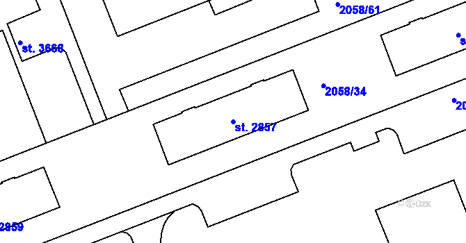 Parcela st. 2857 v KÚ Hodonín, Katastrální mapa
