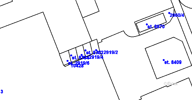 Parcela st. 2919/2 v KÚ Hodonín, Katastrální mapa