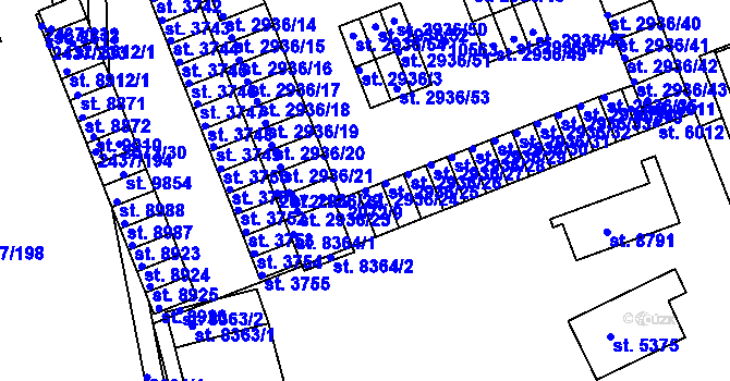 Parcela st. 2936/24 v KÚ Hodonín, Katastrální mapa