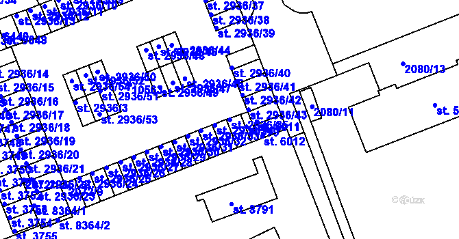 Parcela st. 2936/35 v KÚ Hodonín, Katastrální mapa