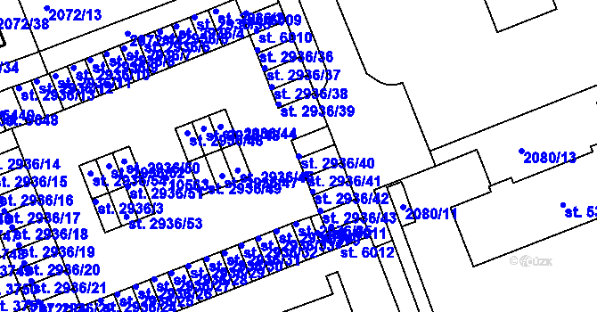 Parcela st. 2936/40 v KÚ Hodonín, Katastrální mapa