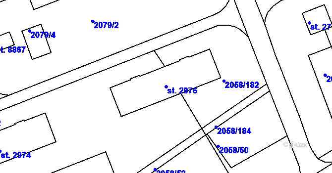 Parcela st. 2976 v KÚ Hodonín, Katastrální mapa