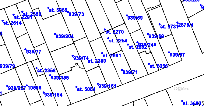 Parcela st. 2991 v KÚ Hodonín, Katastrální mapa