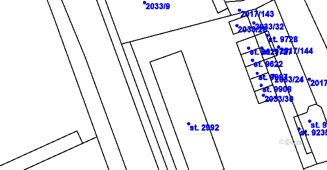 Parcela st. 2993 v KÚ Hodonín, Katastrální mapa