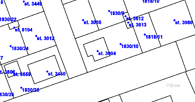 Parcela st. 3004 v KÚ Hodonín, Katastrální mapa