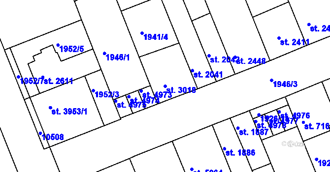 Parcela st. 3018 v KÚ Hodonín, Katastrální mapa