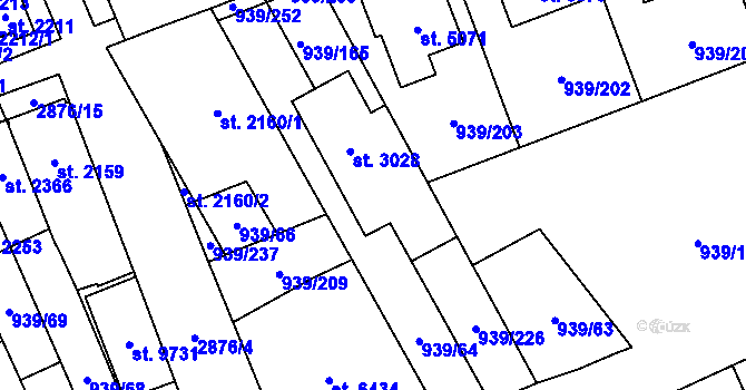 Parcela st. 3028 v KÚ Hodonín, Katastrální mapa