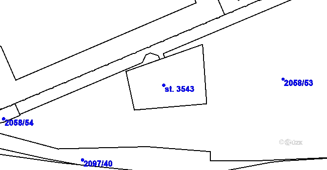 Parcela st. 3543 v KÚ Hodonín, Katastrální mapa