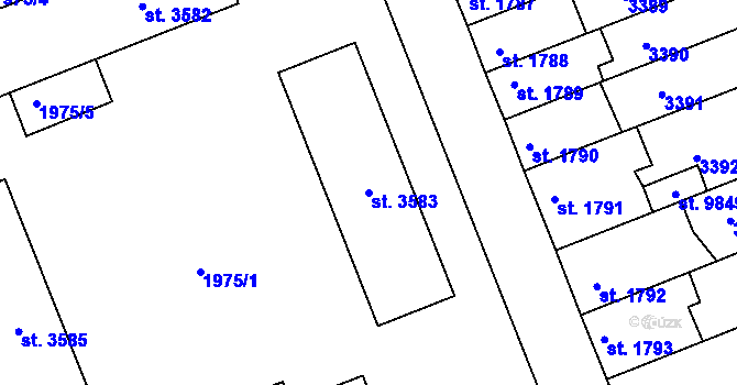 Parcela st. 3583 v KÚ Hodonín, Katastrální mapa