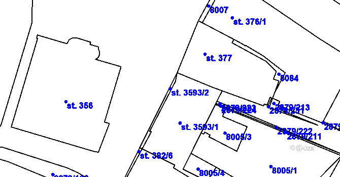 Parcela st. 3593/2 v KÚ Hodonín, Katastrální mapa