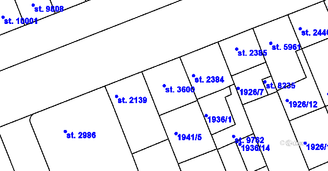 Parcela st. 3600 v KÚ Hodonín, Katastrální mapa