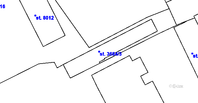 Parcela st. 3684/3 v KÚ Hodonín, Katastrální mapa