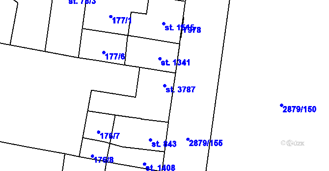 Parcela st. 3787 v KÚ Hodonín, Katastrální mapa