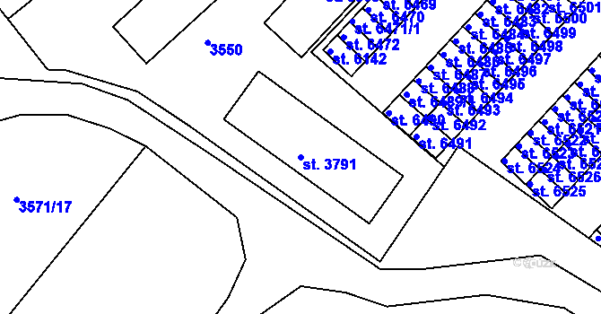 Parcela st. 3791 v KÚ Hodonín, Katastrální mapa