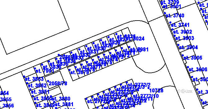 Parcela st. 3873 v KÚ Hodonín, Katastrální mapa