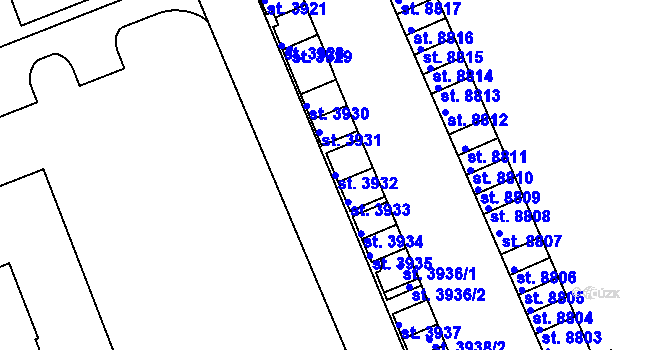 Parcela st. 3932 v KÚ Hodonín, Katastrální mapa