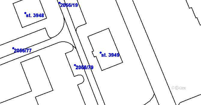 Parcela st. 3949 v KÚ Hodonín, Katastrální mapa